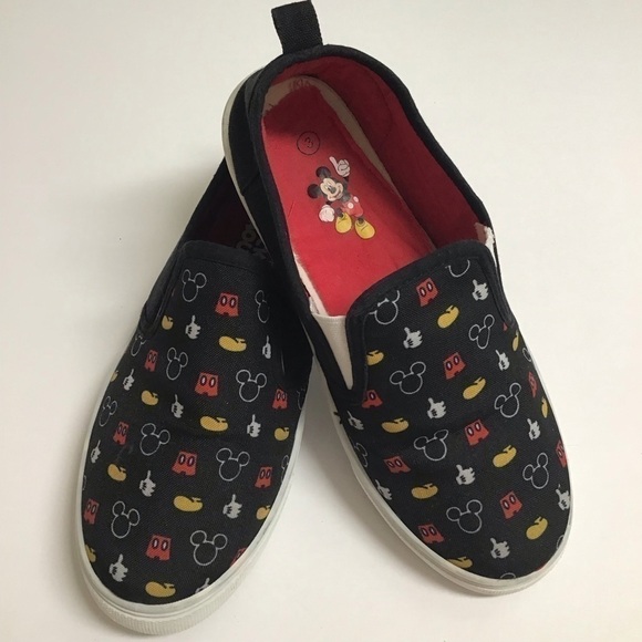 Disney Mickey Mouse Ears Kids SZ 3 8-9 Yrs Youth Slip On Shoes Canvas Sneakers - Picture 14 of 16